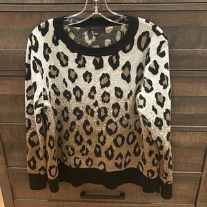 Ann Taylor Leopard Jacquard Sweater sz L